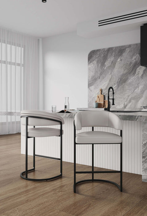 Augusta Modern Metal Upholstered Counter Stool in Light Gray - Set of 2