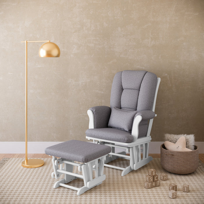 Storkcraft Tuscany Glider and Ottoman - White/Gray Swirl
