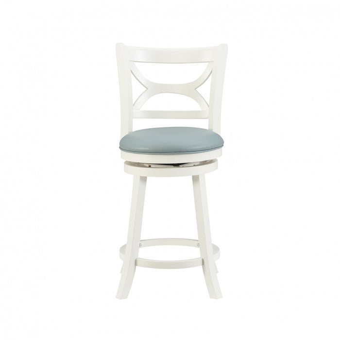 Sawyer Faux Leather Counter-Height Stool - Cream and Blue