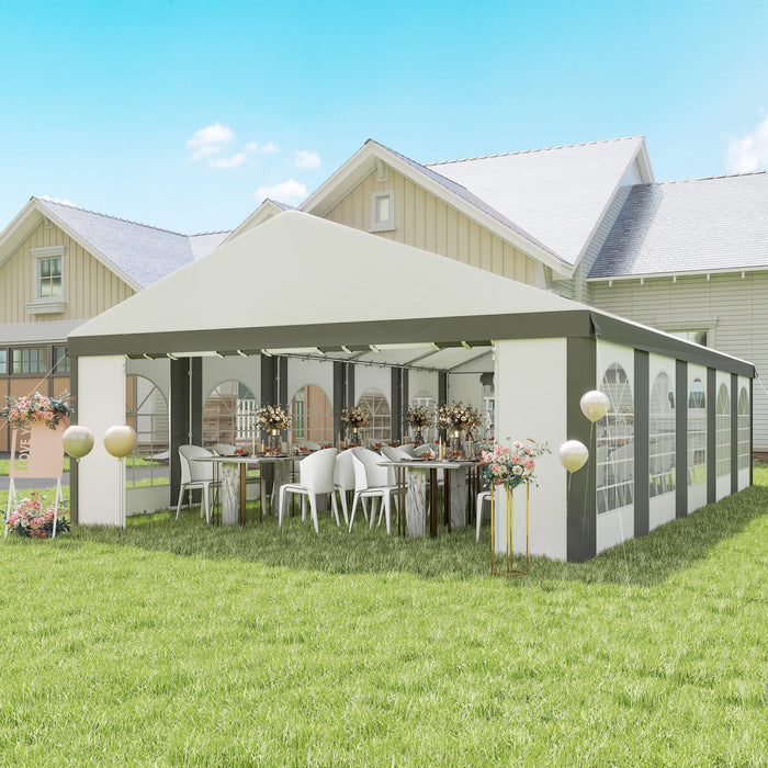 Outsunny 20'x33' Large Party Tent & Carport for Outdoor Events, Grey
