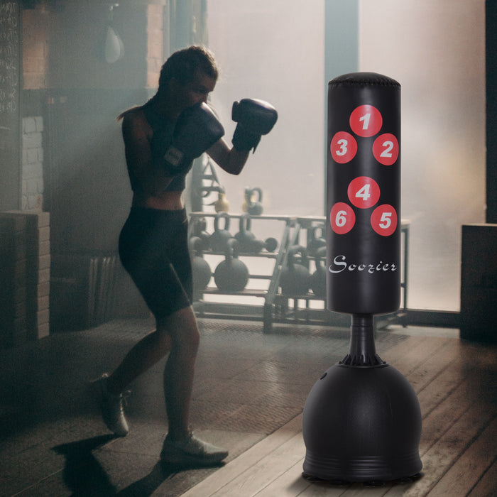 Soozier 65\" Standing Boxing Punching Bag With Refilled Base & Suction Cups