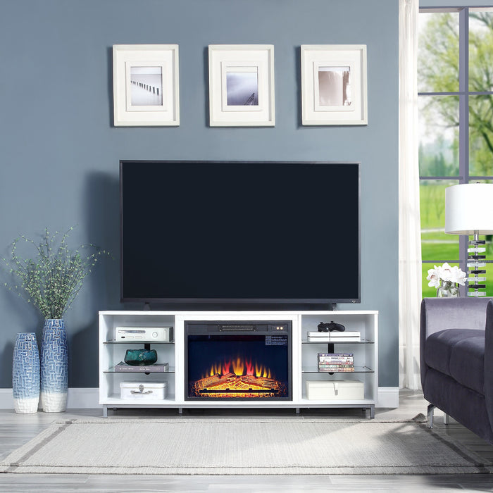 Brighton Modern 2-Piece Electric Fireplace in Black and White