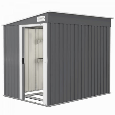 Outsunny 5 X 7ft Lean To Outdoor Storage Shed W/ Foundation, Dark Grey|Outsunny Abri De Rangement Exterieur 5 X 7 Pieds Avec Fondation, Gris Fonce