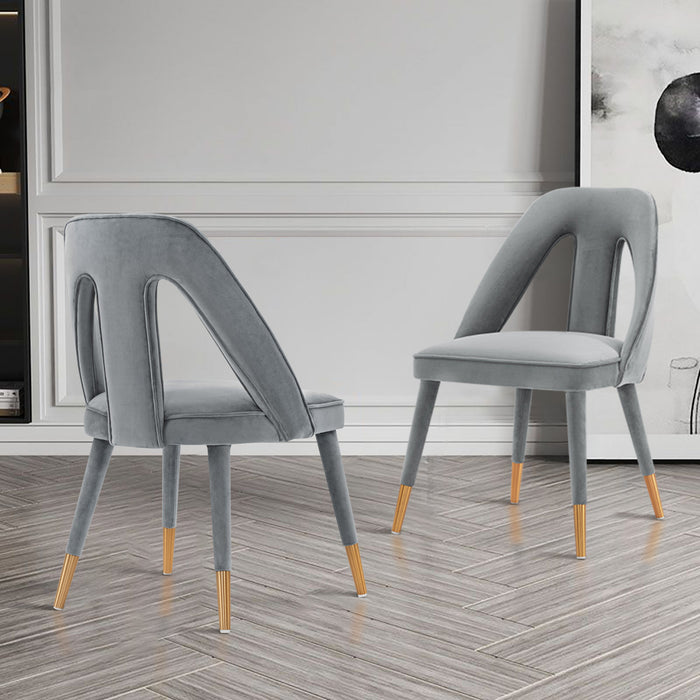 Neda Modern Upholstered Velvet Dining Chair in Gray - Set of 2