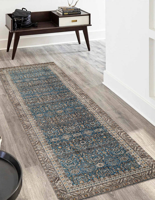 Gianna Traditional 2'6\" x 8'0\" Runner Rug in Blue Indoor Area Rug