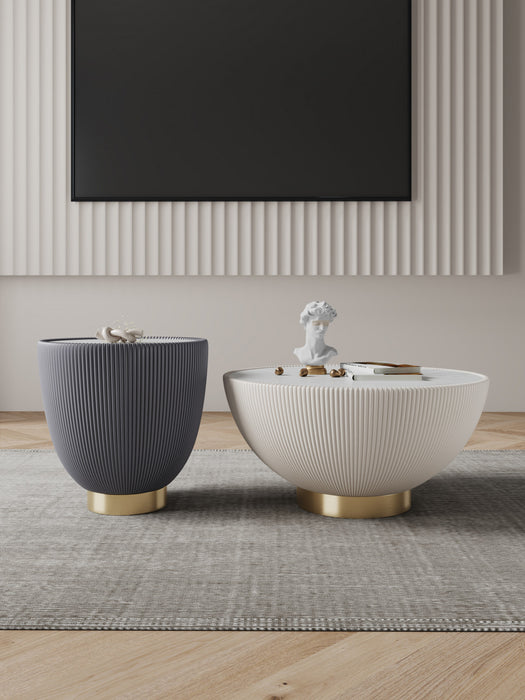 Anderson Modern 2-Piece Coffee Table & End Table Set in Cream and Gray