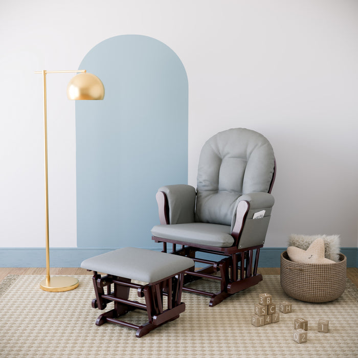 Storkcraft Hoop Glider and Ottoman - Espresso/Light Gray