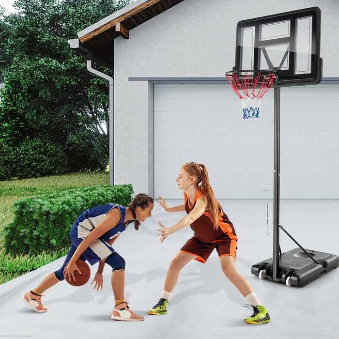 Costway 4.25-10ft Portable Adjustable Basketball Hoop System With 44\" Backboard 2 Nets