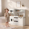 Qaba Play Kitchen, Kids Kitchen Playset with Coffee Machine, Ice Maker, Microwave, Oven, Storage, Pretend Play Set for Toddlers, Gift for Girls & Boys Ages 3+ Years, White