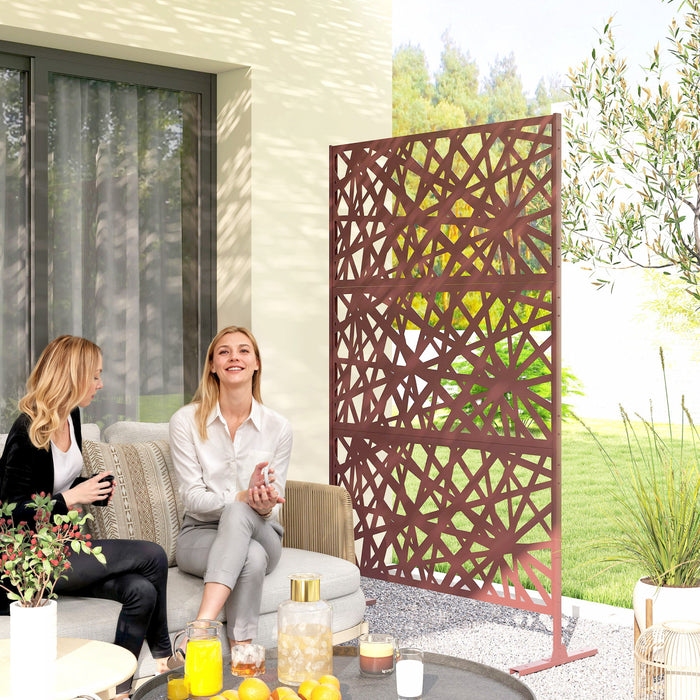 Outsunny Outdoor Privacy Screen, Freestanding Outdoor Divider, Dark Brown