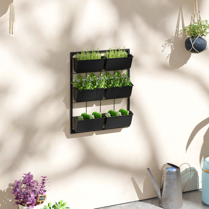 Outsunny 3-Tier Wall Planter with 6 Pots, Hanging Plant Holder