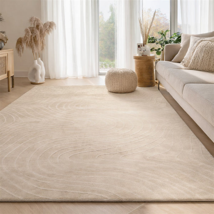 Somos Contemporary Cream Washable Rug 5'0\" x 7'6\" Indoor Area Rug