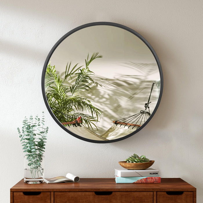 Arcus 30\" X 30\" Hand Crafted Round Mirror - Black