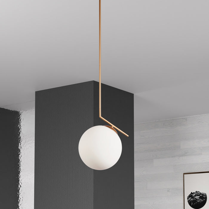 Dainolite Orion 1 Light Pendant Plated Gold Finish White Glass Lamp