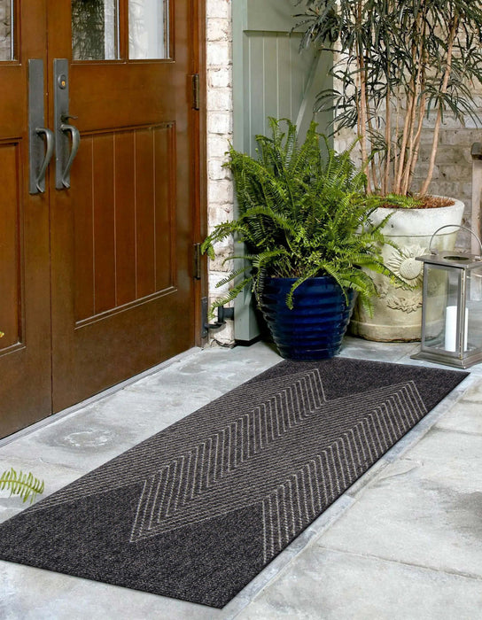 Raven Contemporary 2'0\" x 6'0\" Runner Rug in Grey Indoor Area Rug