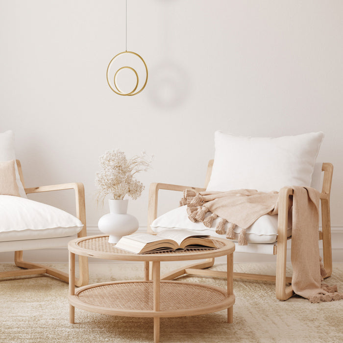 Dainolite Gabriel LED Pendant 22w Aged Brass Finish White Silicone Diffuser Lamp