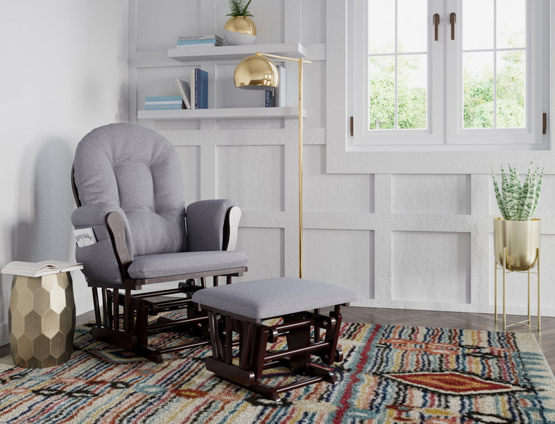 Storkcraft Hoop Glider and Ottoman - Espresso/Gray Swirl
