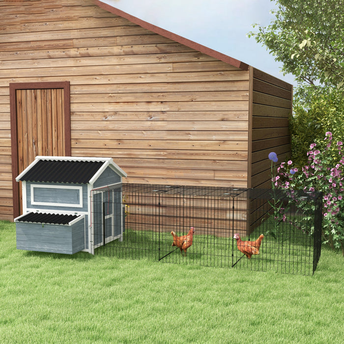 Pawhut 131.5\" Chicken Coop, Large Wooden Hen House, Rabbit Hutch With Run, Nesting Boxes, Slide-out Tray, Perches For 2-4 Chickens, Rabbits, Ducks, Outdoor Use, Dark Grey