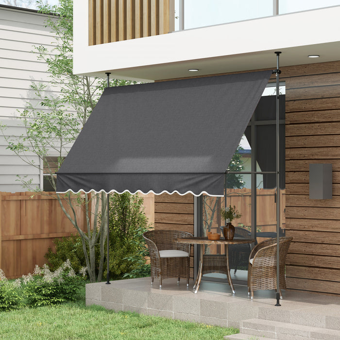 Outsunny 10' X 3' Retractable Awning, Freestanding & Non-screw, Dark Grey