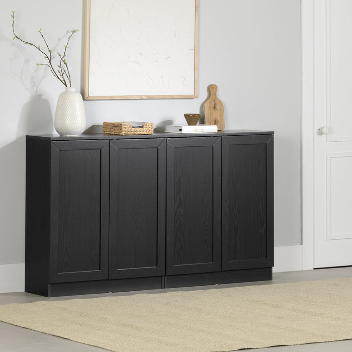 Arum Set Of 2 Sideboards With Shelves Black Oak - South Shore