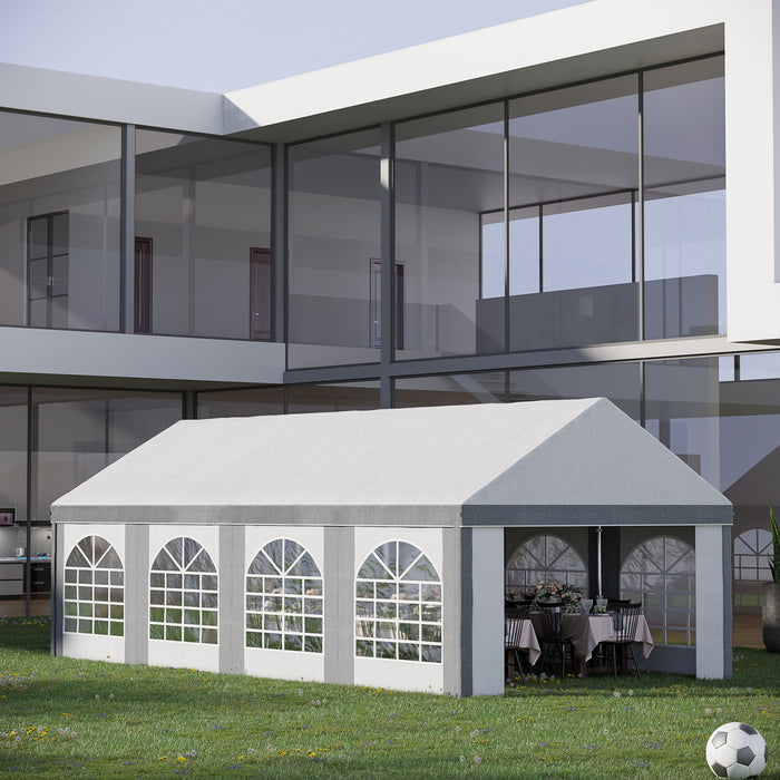 Outsunny 26 X 13ft Party Tent With Sides, 8 Windows And 2 Doors