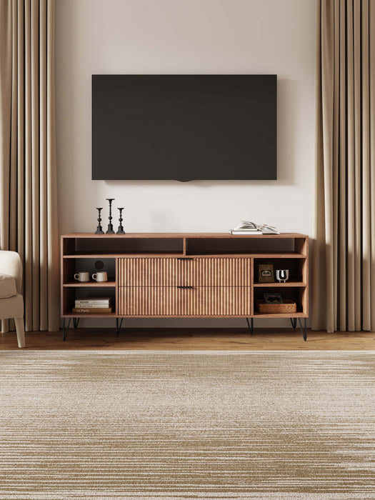 Dumbo Modern 63\" Fluted TV Stand in Golden Brown