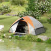 Outsunny 2 Man Camping Tent, 3000mm Waterproof Family Tent, Grey and Orange