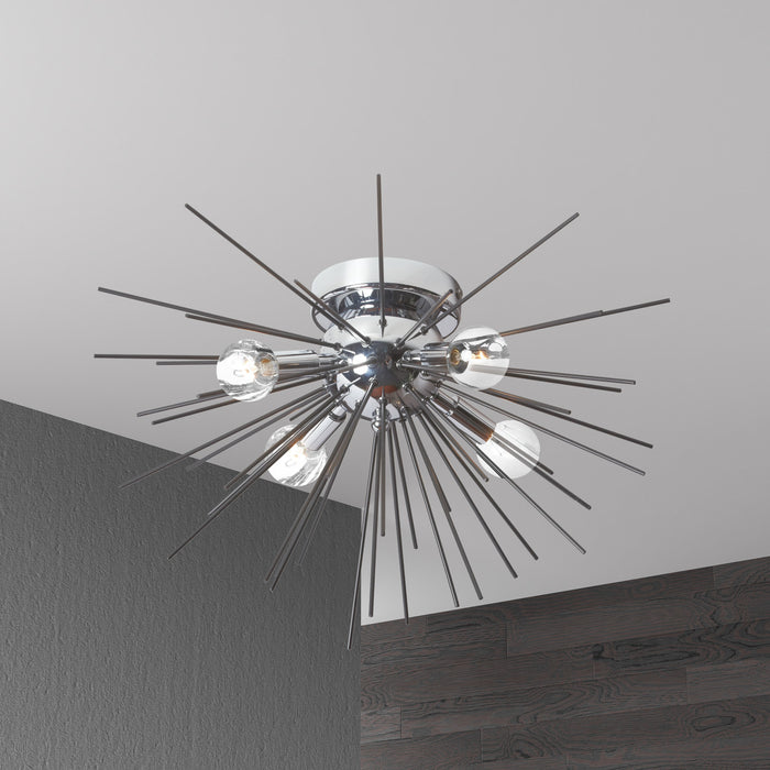 Dainolite Vega 4 Light Flush Mount Silver/Polished Chrome Finish Lamp