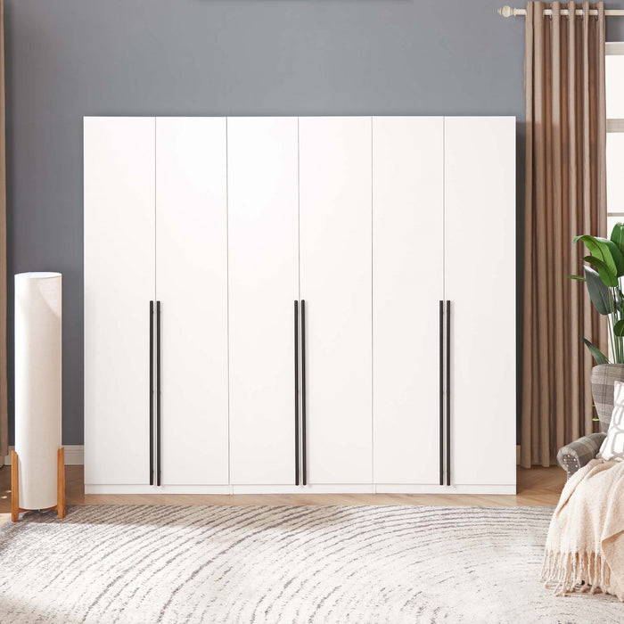 Lee Modern 32\" Wardrobe Closet in White - Set of 3 Armoire