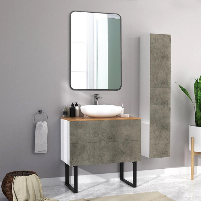 Arcus 24\" X 36\" Hand Crafted Rectangular Round Mirror - Black