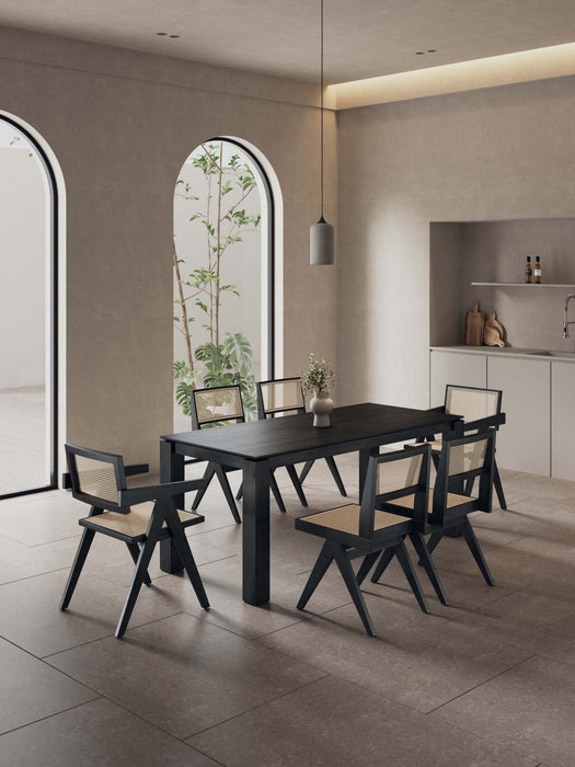 Hamlet and Rockaway Modern Industry Chic 7-Piece Dining Set in Black and Natural Dining Room Set