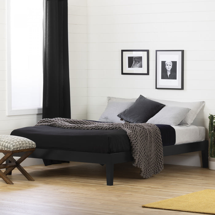 Vito Solid Wood Platform Bed - Pure Black 