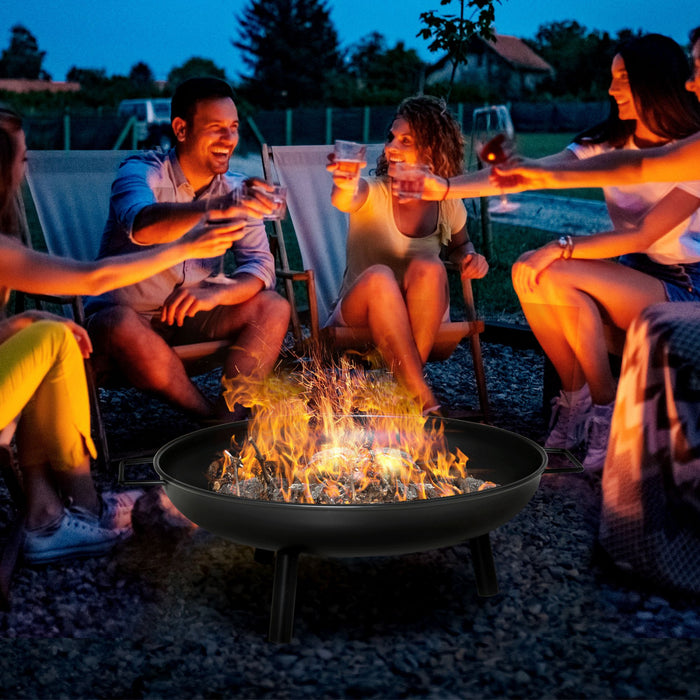 Outsunny 23\" Round Outdoor Wood-burning Fire Pit With Support Legs, Black