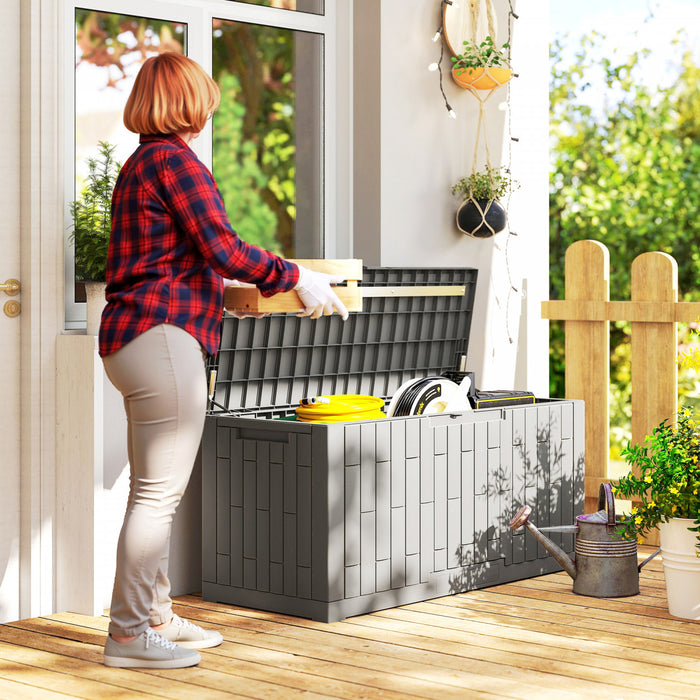 Outsunny 120 Gallon Resin Deck Box, Lockable Outdoor Storage Box