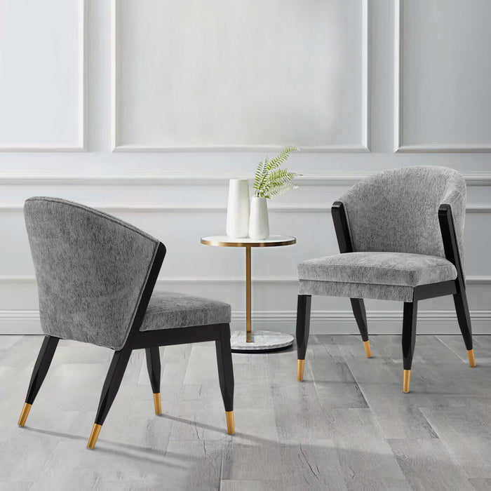 Ola Modern Wood Chenille Dining Chair in Gray - Set of 2