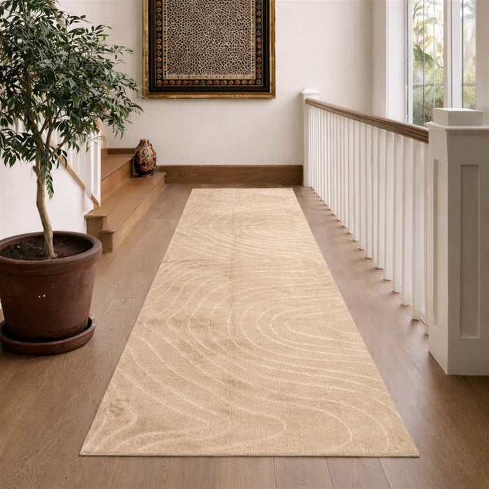 Somos Contemporary Beige Washable Rug 1'10\" x 6'0\" Indoor Area Rug