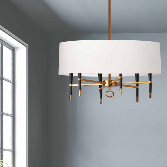 Dainolite Langford 6 Light Chandelier Vintage Bronze White Shade Lamp