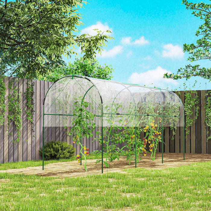 Outsunny Tunnel Tomato Greenhouse with 4 Hoops and Top Tap, Clear