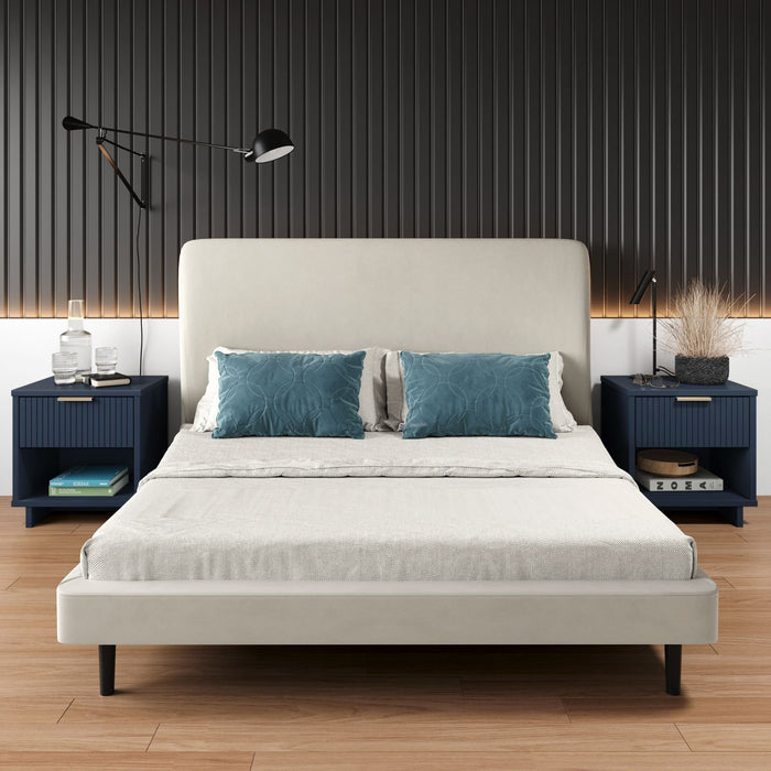 Granville Modern 18\" Nightstand in Midnight Blue (1-Drawer) - Set of 2