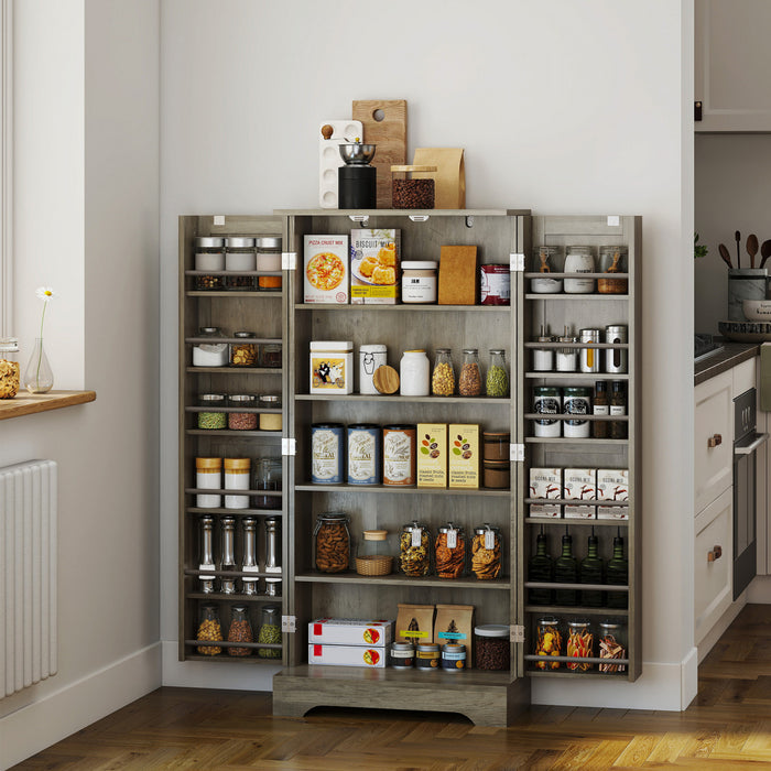 HOMCOM 50\" Kitchen Pantry Cabinet, Pantry Storage Cabinet, Distressed Grey