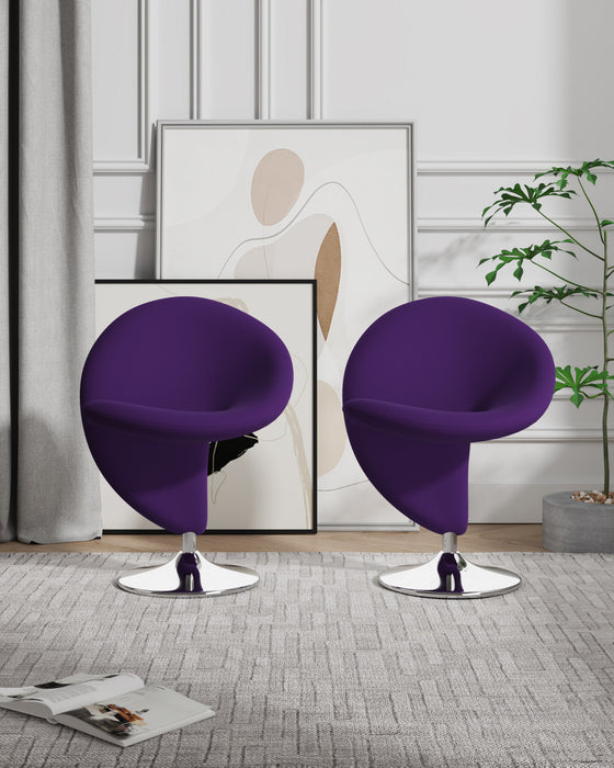 Curl Modern Wool Blend Swivel Lounge Chair in Purple - Set of 2