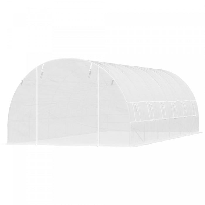 Outsunny 26' X 10' X 6.6' Large Walk In Tunnel Greenhouse Steel Frame