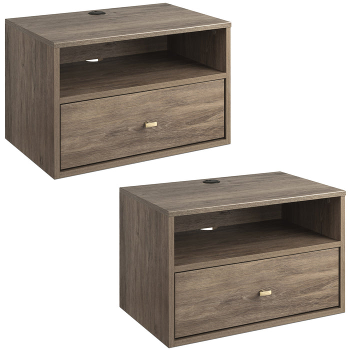 Floating Shelf with Drawer – Drifted Grey