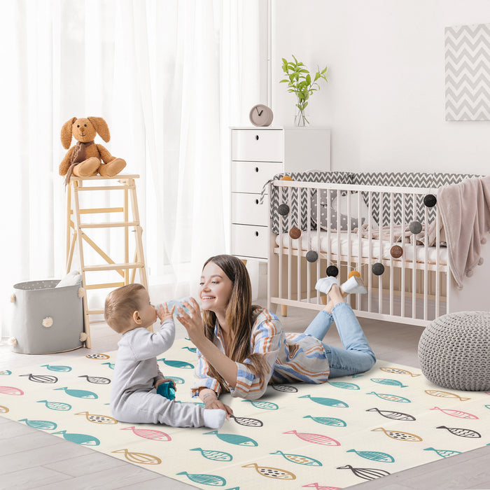 Qaba Foldable Baby Play Mat, Made With Comfortable Foam, Water-proof Surface, And Foldable Design, 78.75\"l X 59\"w X 0.4\"t