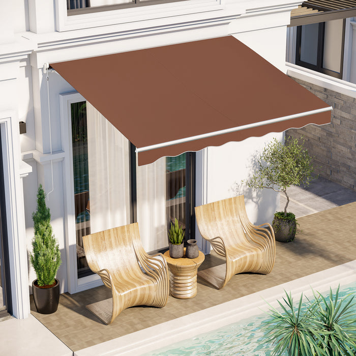 Outsunny 10' X 8' Electric Retractable Awning W/ Remote Controller, Coffee