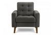 31" Wide Upholstered Accent Chair, Dark Grey Fabric, Walnut Wood Legs, Mid-Century Modern Accent Chair | 31" De Large, Chaise D'Appointrembourre, Tissu Gris Fonce, Pieds En Bois De Noyer