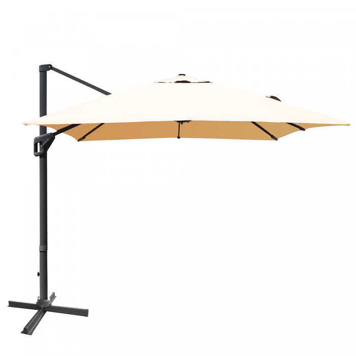 Costway 10'x13' Patio Offset Cantilever Umbrella Aluminum 360° Rotation Tilt Beige