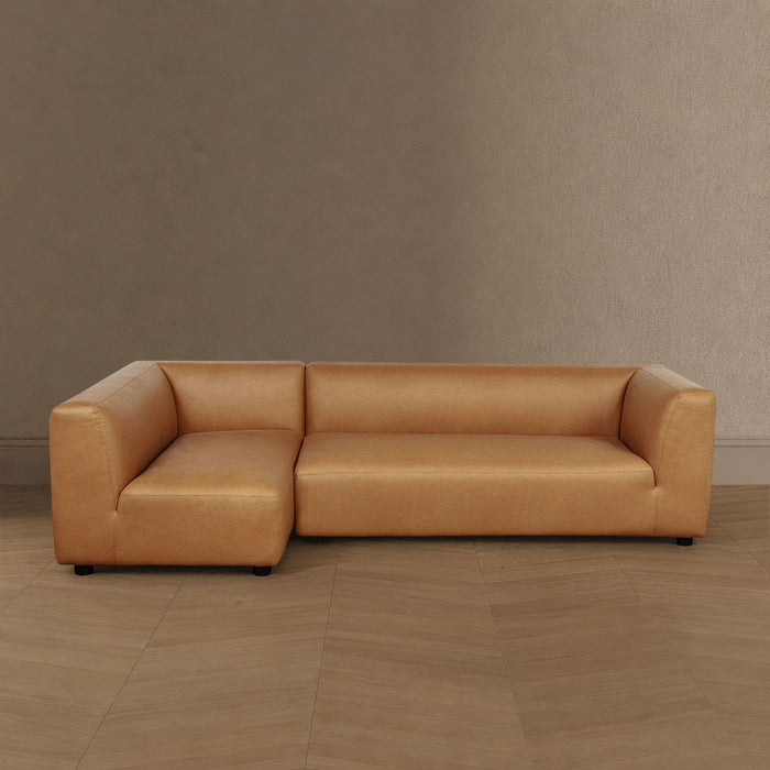 Lukas Contemporary Modern 118\" Left-Facing 2-Piece Sectional Sofa in Camel