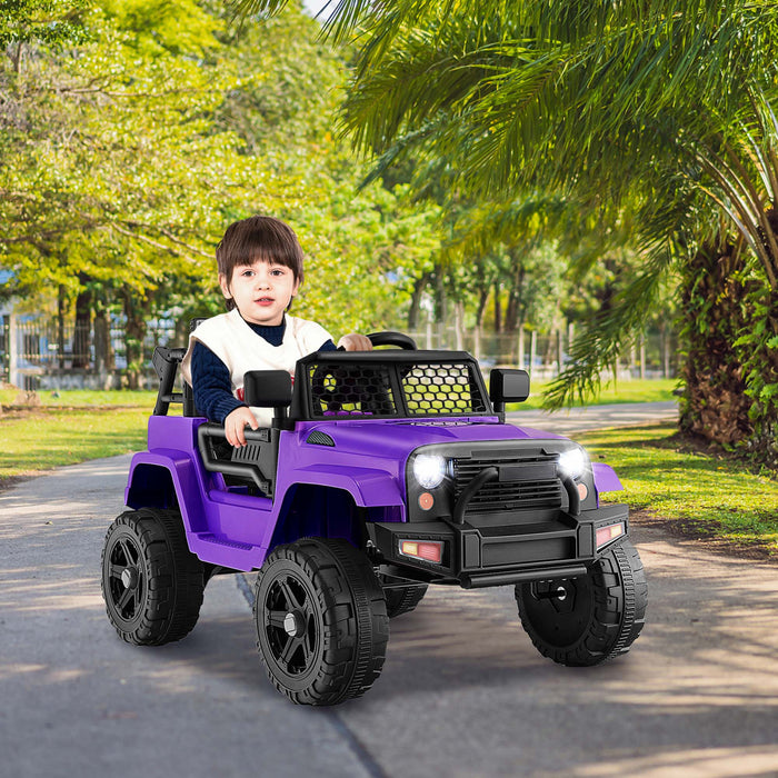 Costway 12v Kids Ride On Truck Car Electric Vehicle Remote With Music & Light Purple