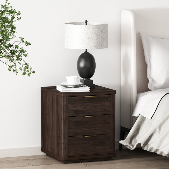 Evelyn Modern 20\" Nightstand in Brown (3-Drawer)